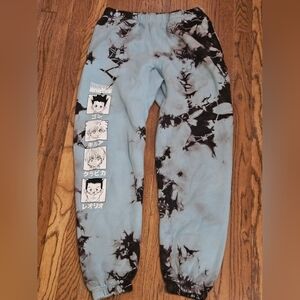 Hypland Hunter x Hunter Sweatpants Mens Small Blue Tie Dye Print Heavyweight